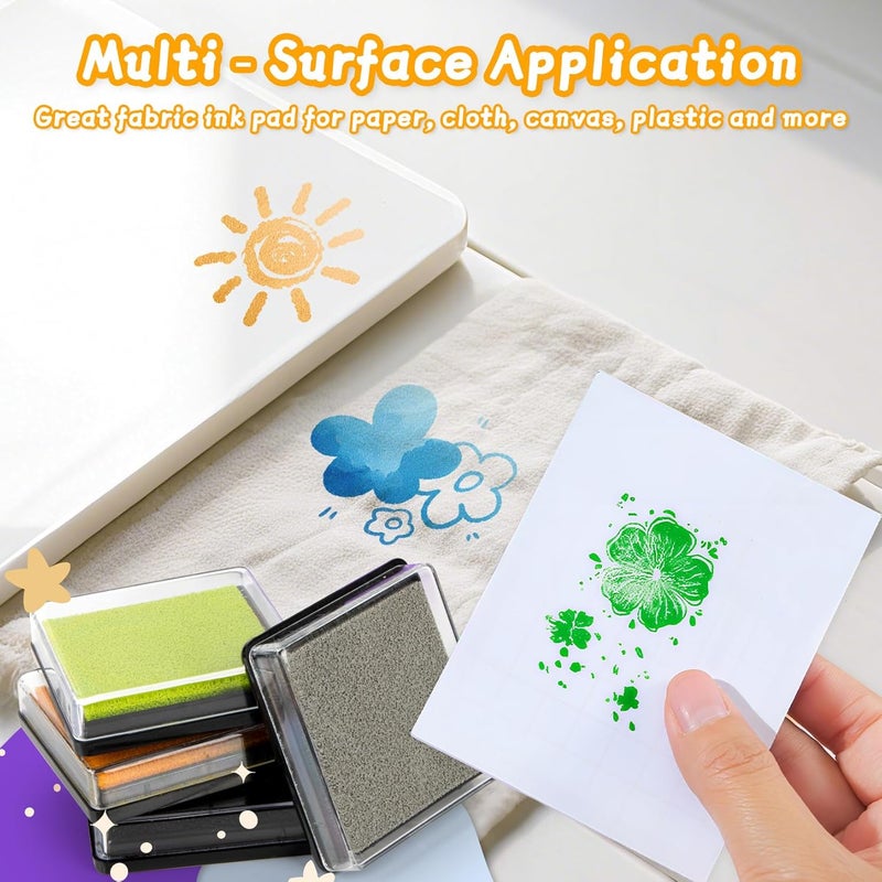 Rainflow Ink Pads for Stamps - 20 Colors Ink Stamp Pad Washable Ink Pads Stamp Rainbow Print Ink Pad for Crafting Scrapbooking Paper Fabric DIY Craft Card Making - Image 3